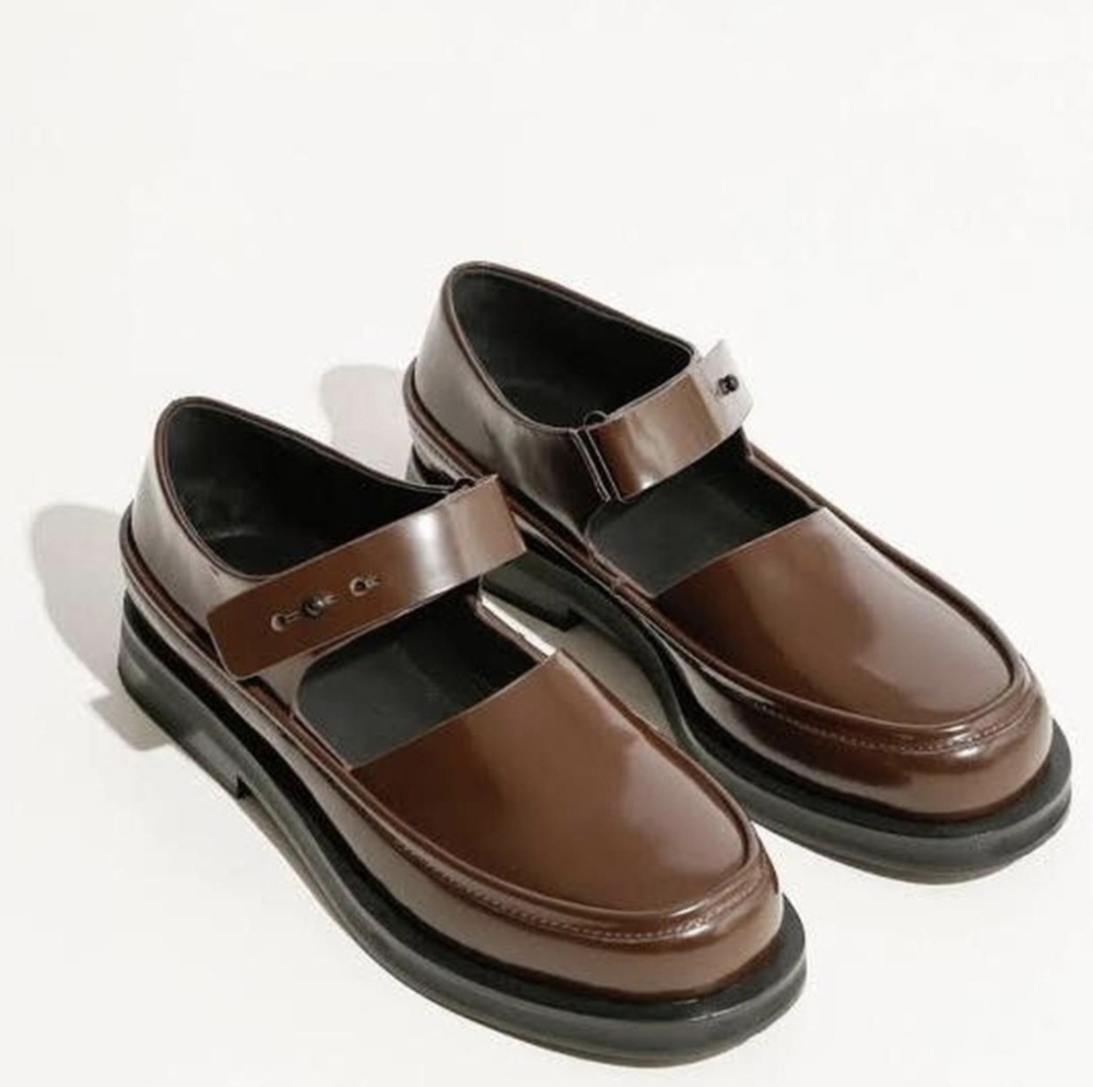 Alpha60 AYA Chocolate Brown Box Leather Mary Jane Shoes NWT 41 EU 10 US